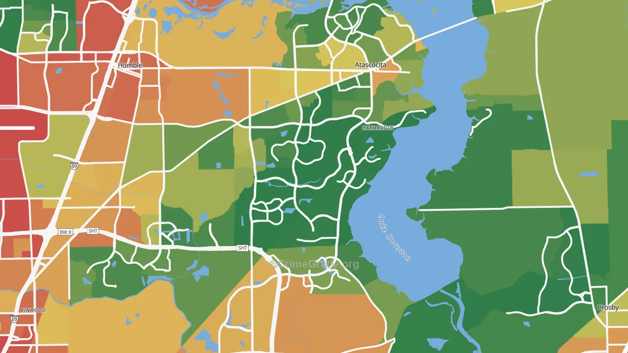 Far Northeast-Houston, Houston, TX Map of Robbery Rates