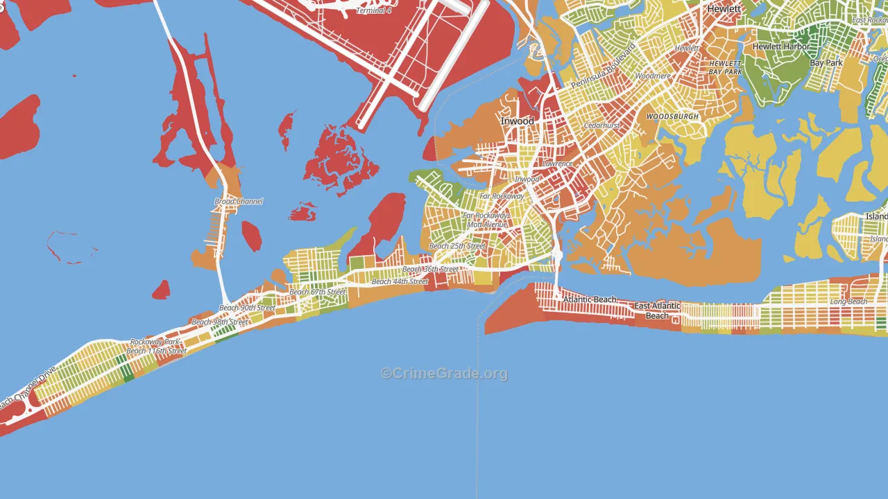 Far Rockaway, Queens, NY Map of Robbery Rates
