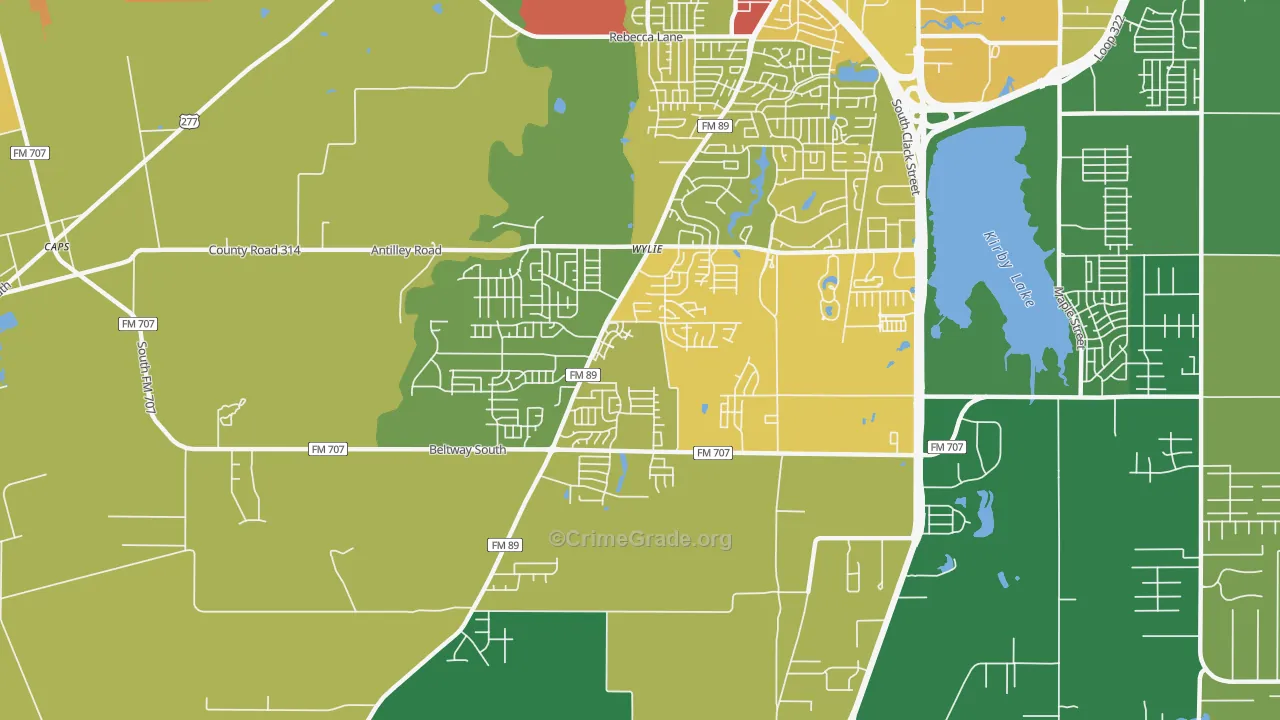 Far Southside, Abilene, TX Map of Robbery Rates
