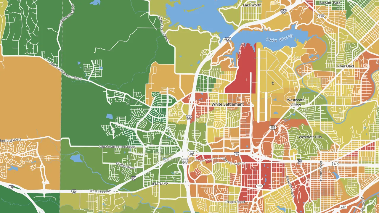 Far West, Fort Worth, TX Map of Robbery Rates