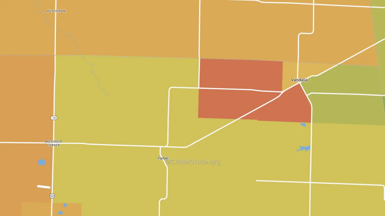 Farber, MO Map of Robbery Rates