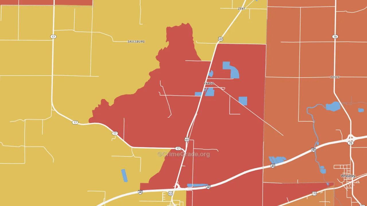 Fargo, AR Map of Robbery Rates