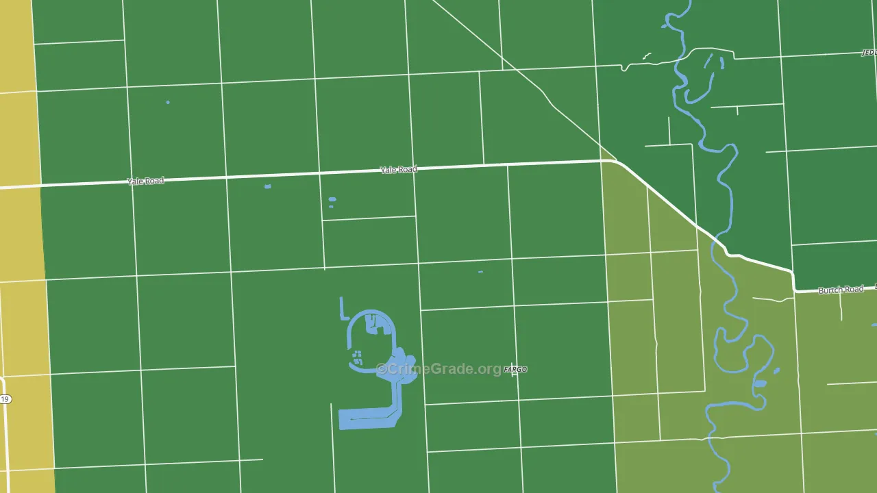 Fargo, MI Map of Robbery Rates