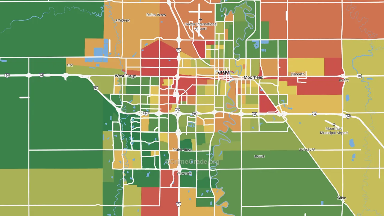 Fargo, ND Map of Robbery Rates