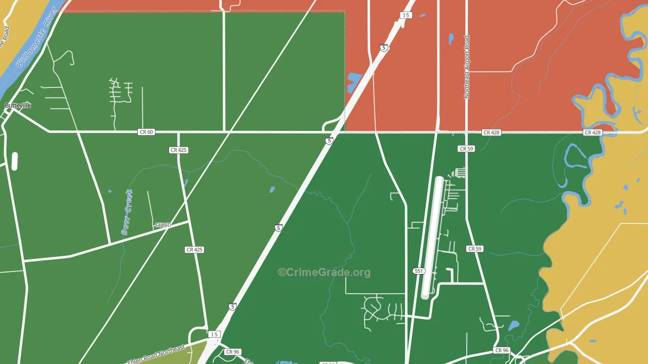 Fargo, OR Map of Robbery Rates