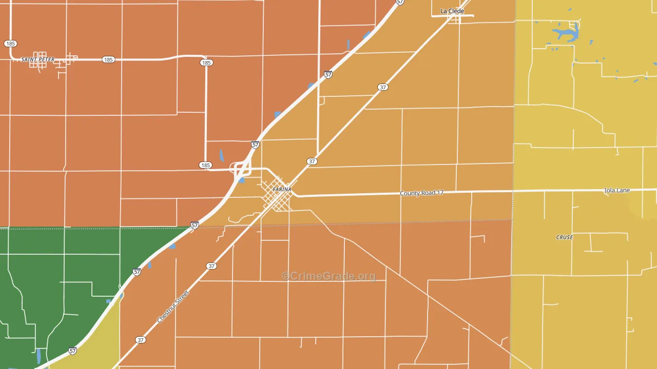 Farina, IL Map of Robbery Rates