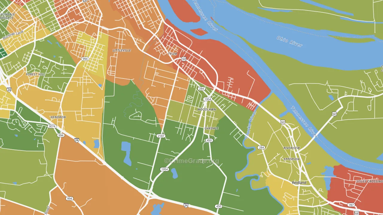 Farley, KY Map of Robbery Rates