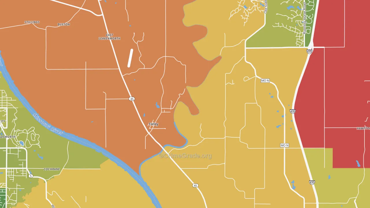 Farley, MO Map of Robbery Rates