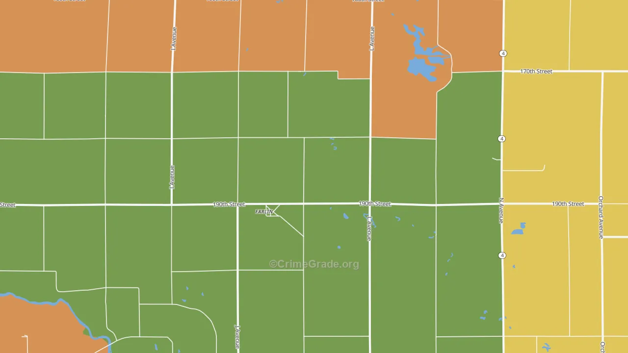Farlin, IA Map of Robbery Rates