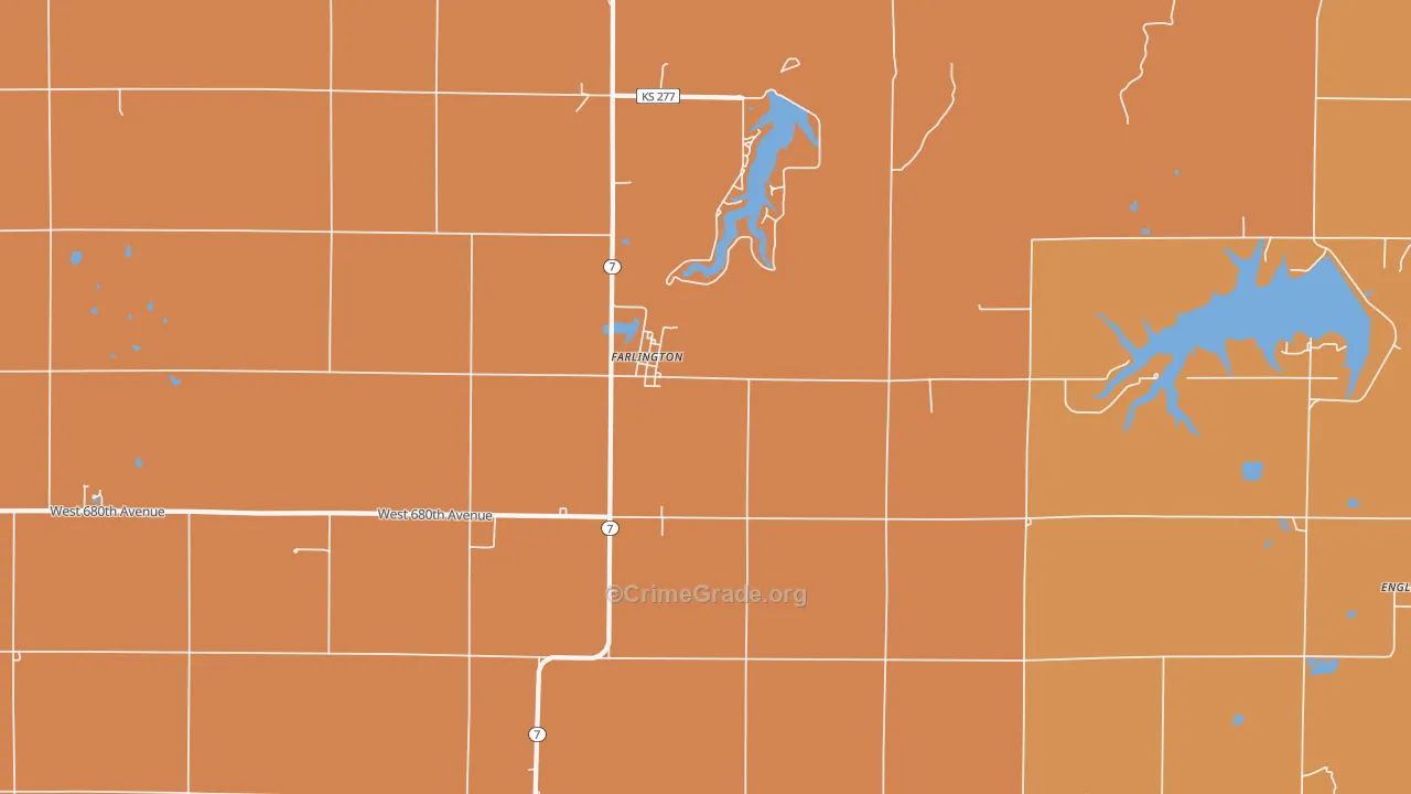 Farlington, KS Map of Robbery Rates