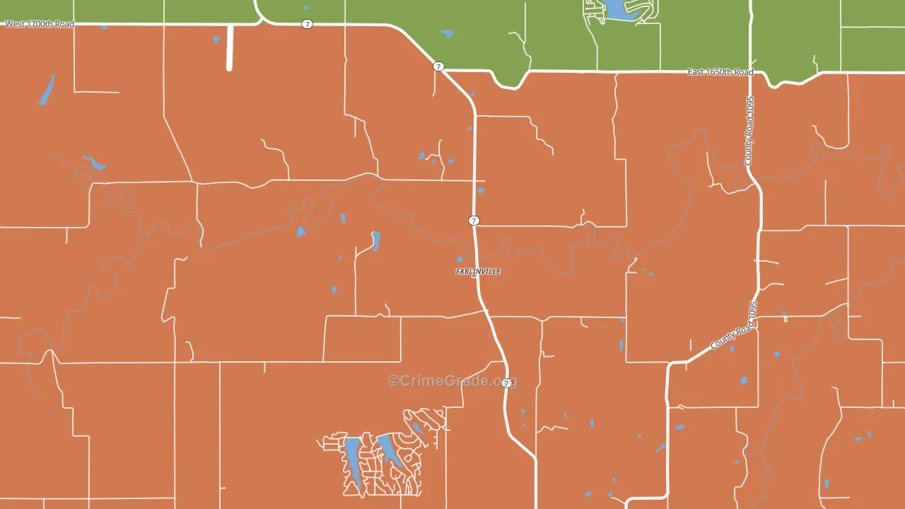 Farlinville, KS Map of Robbery Rates