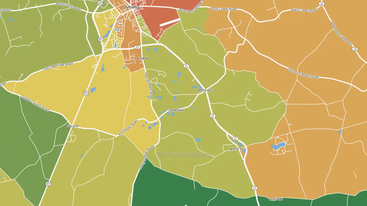 Farmdale, GA Map of Robbery Rates