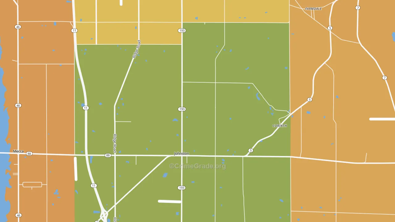 Farmdale, OH Map of Robbery Rates