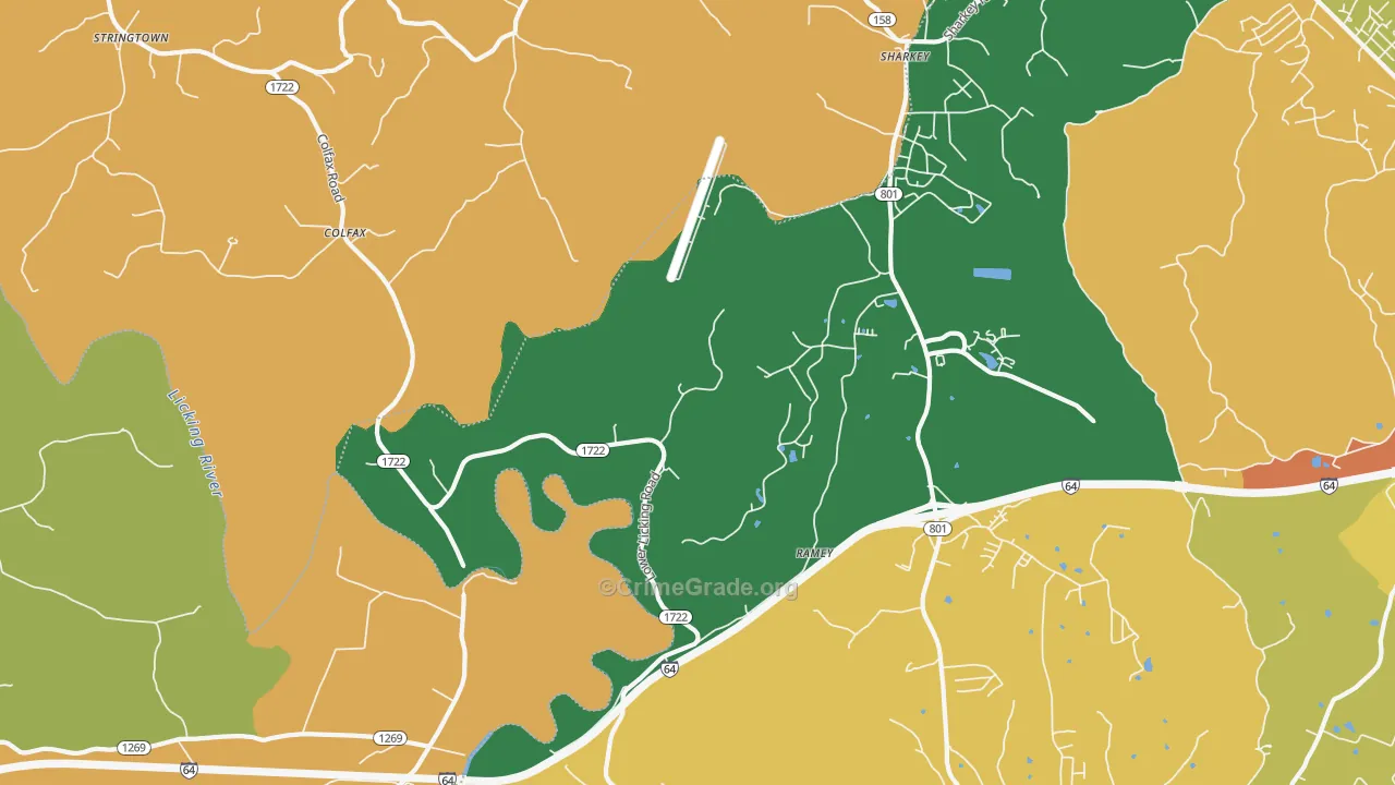 Farmers, KY Map of Robbery Rates