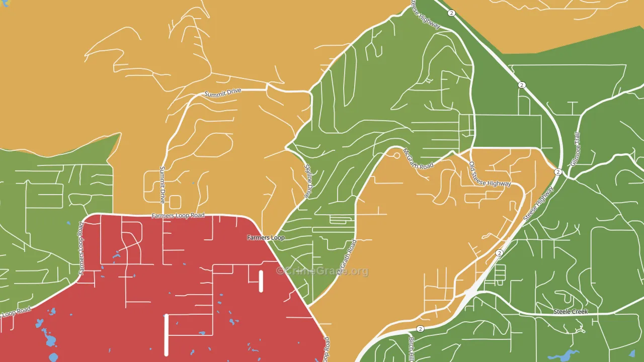 Farmers Loop, AK Map of Robbery Rates