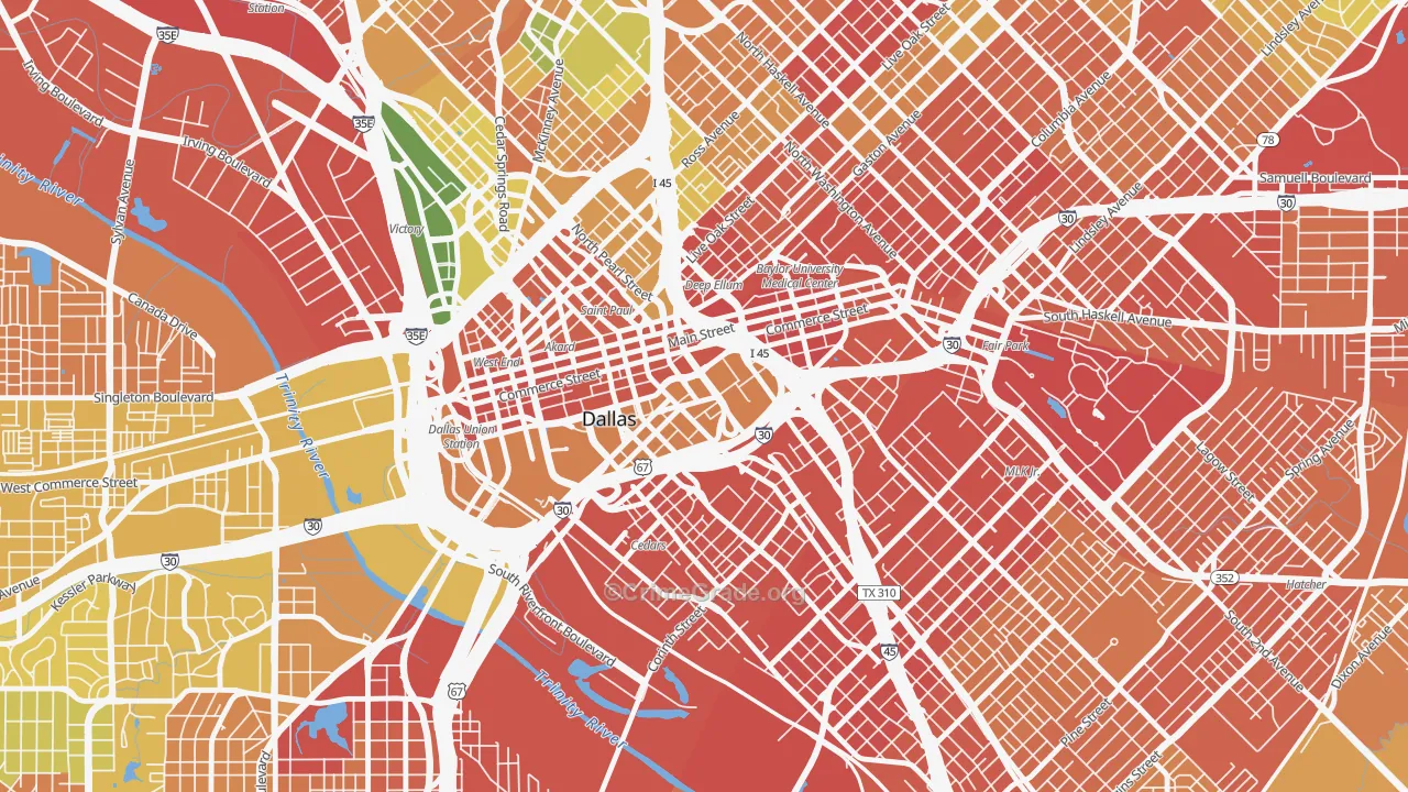 Farmers Market District, Dallas, TX Map of Robbery Rates