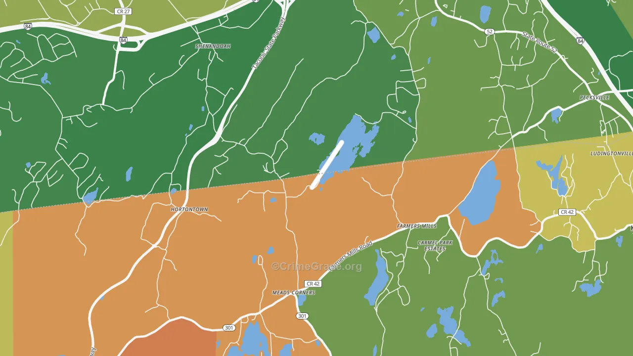 Farmers Mills, NY Map of Robbery Rates