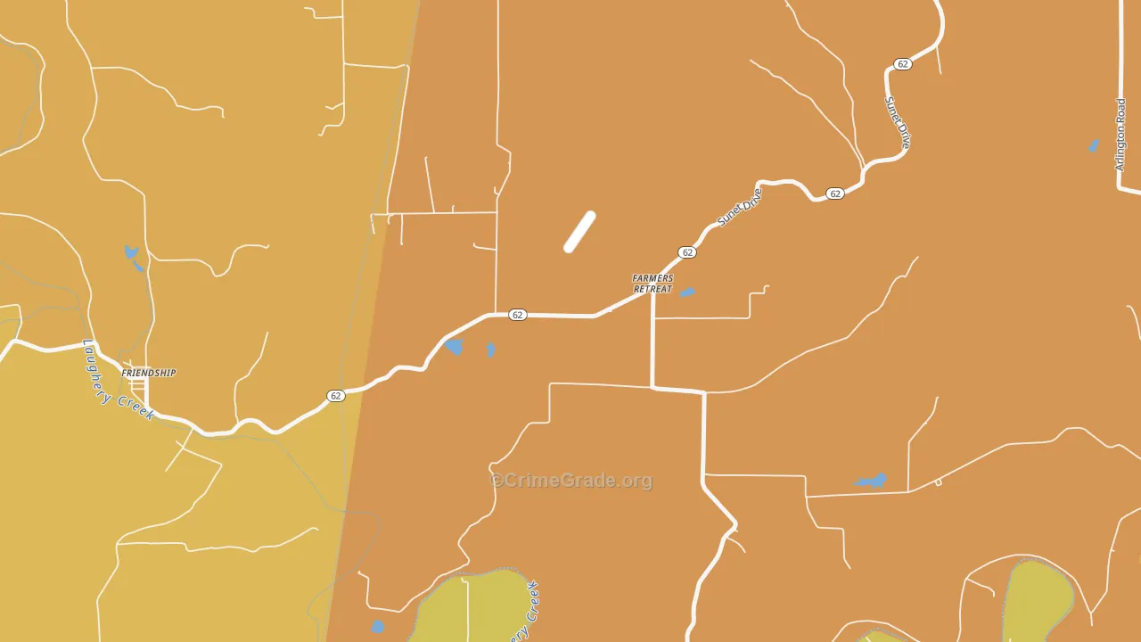 Farmers Retreat, IN Map of Robbery Rates