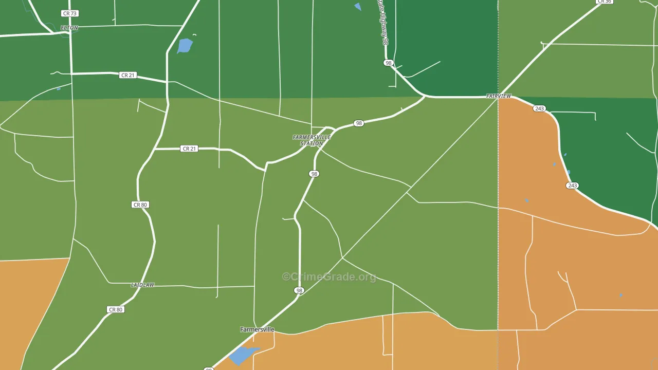 Farmersville Station, NY Map of Robbery Rates