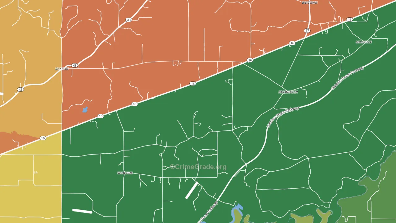 Farmhaven, MS Map of Robbery Rates