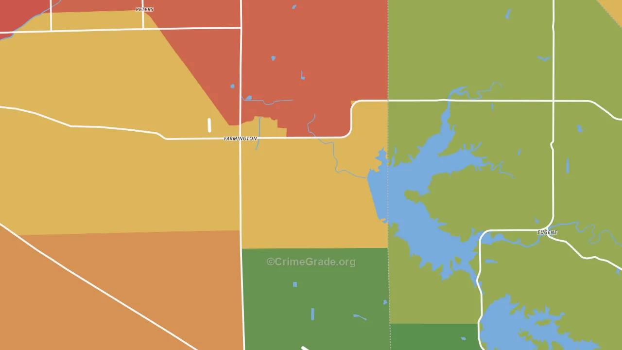 Farmington, CA Map of Robbery Rates