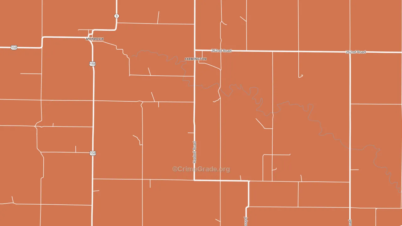 Farmington, KS Map of Robbery Rates