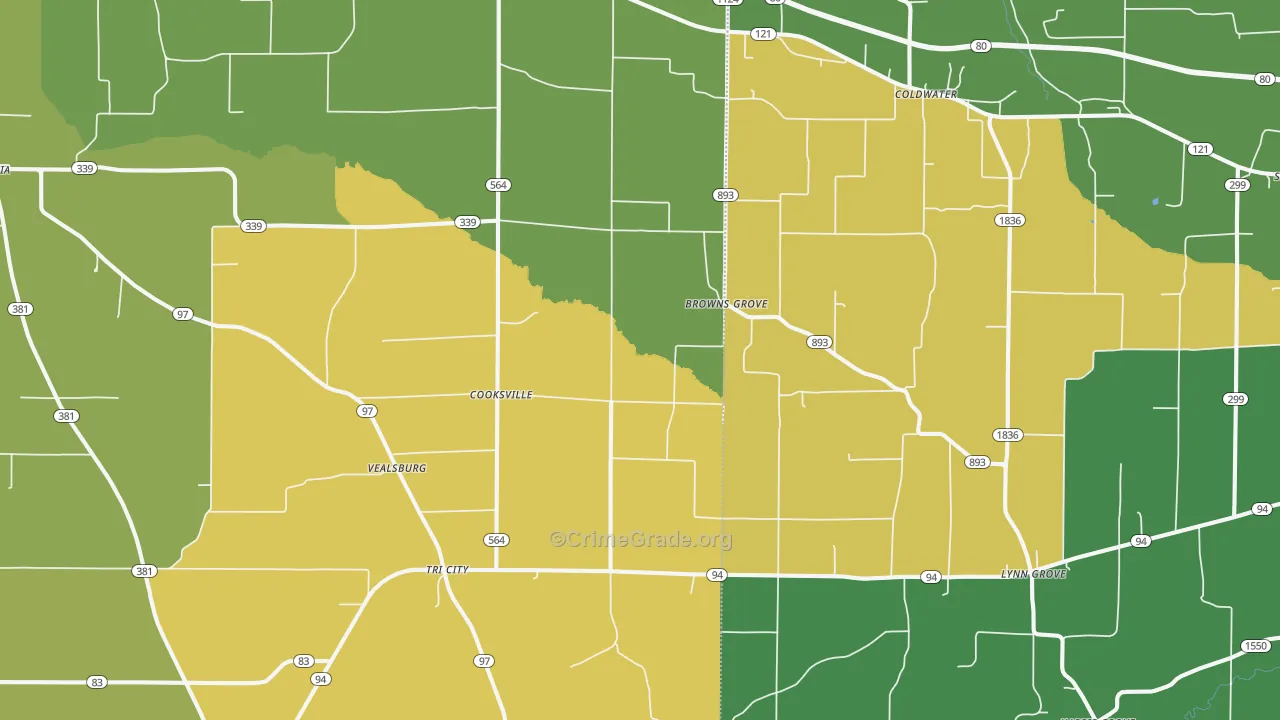 Farmington, KY Map of Robbery Rates