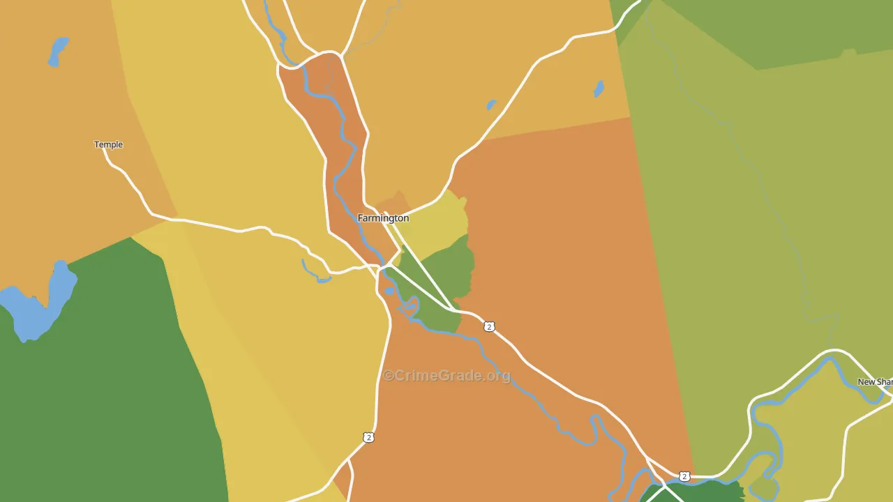 Farmington, ME Map of Robbery Rates