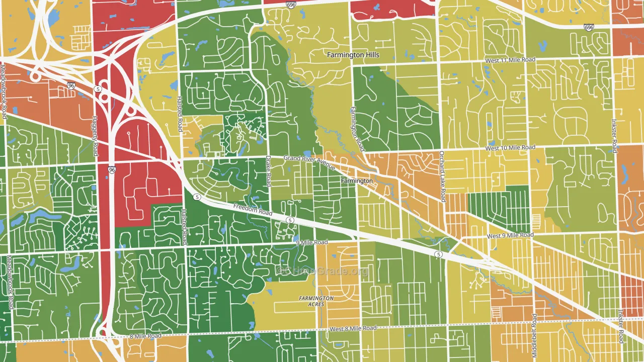 Farmington, MI Map of Robbery Rates