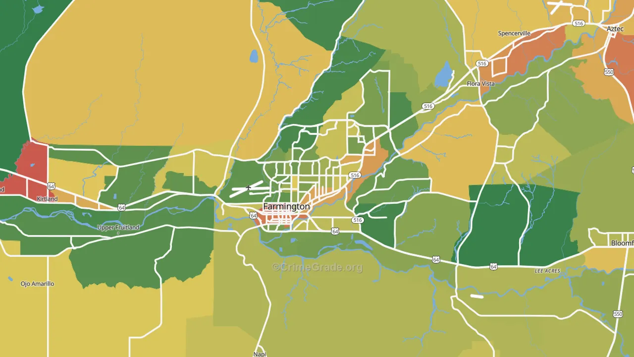 Farmington, NM Map of Robbery Rates