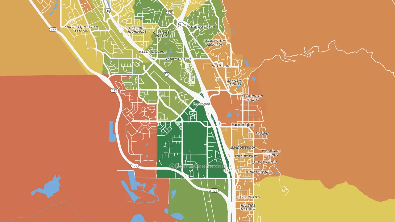 Farmington, UT Map of Robbery Rates