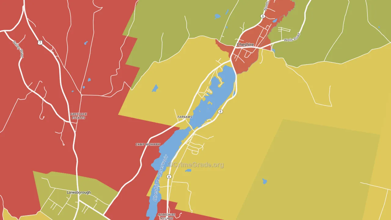 Farnams, MA Map of Robbery Rates