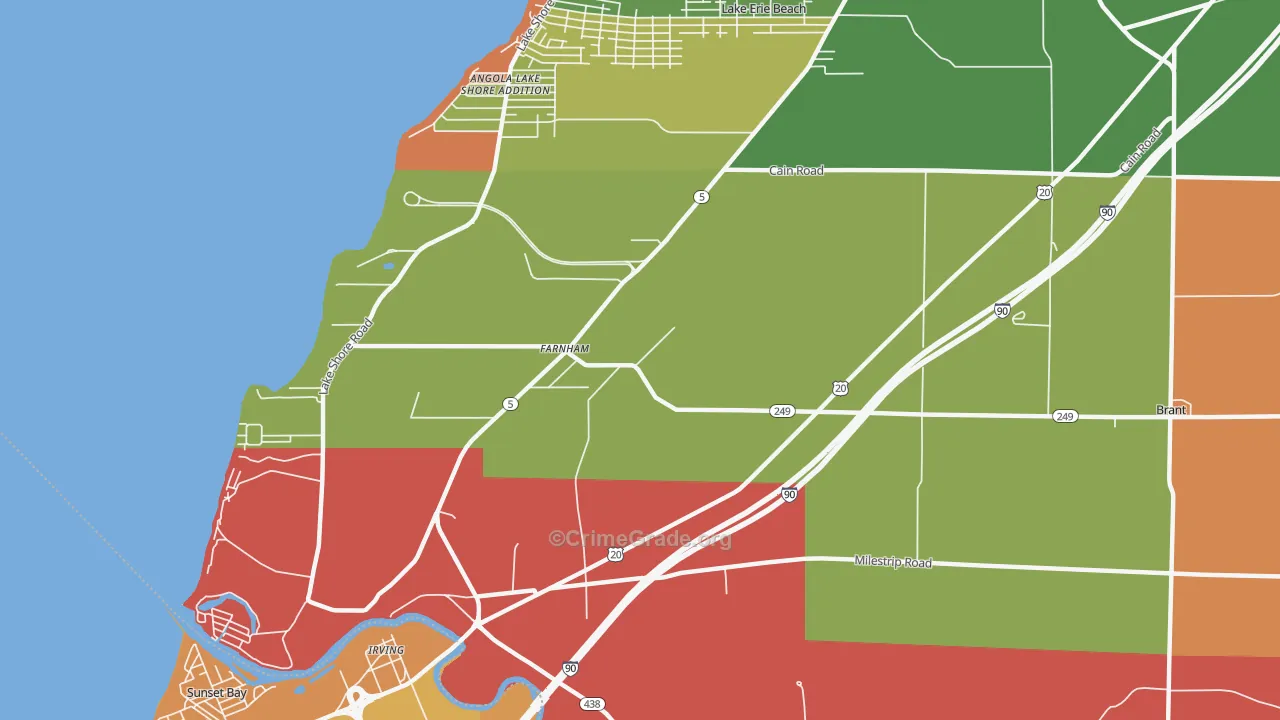 Farnham, NY Map of Robbery Rates