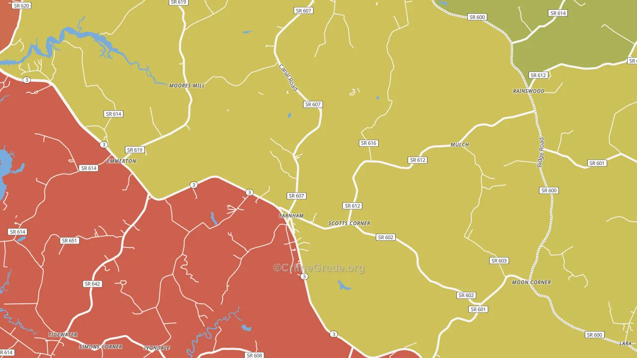 Farnham, VA Map of Robbery Rates