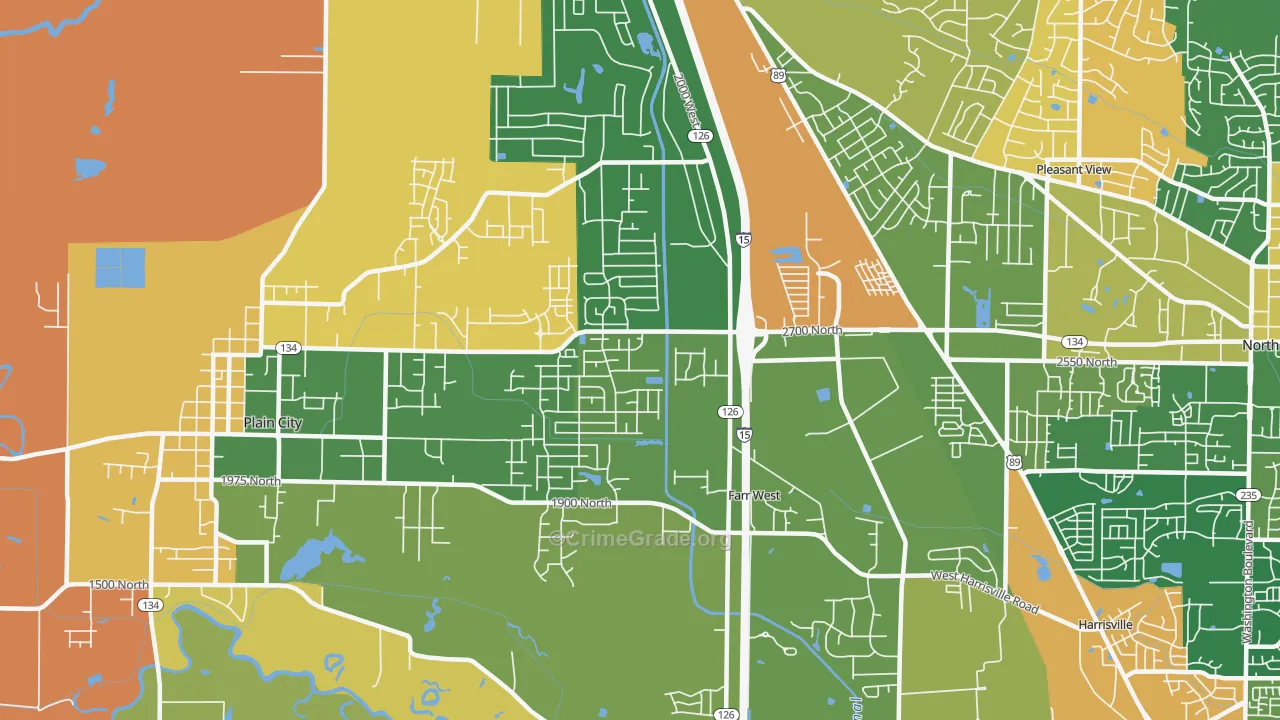 Farr West, UT Map of Robbery Rates