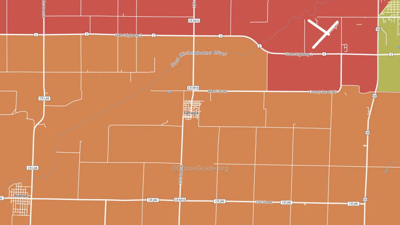 Farragut, IA Map of Robbery Rates
