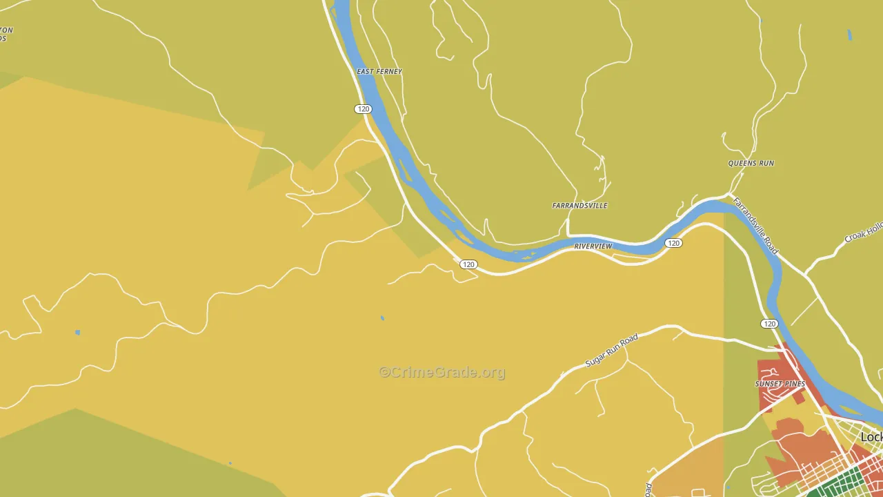 Farrandsville, PA Map of Robbery Rates