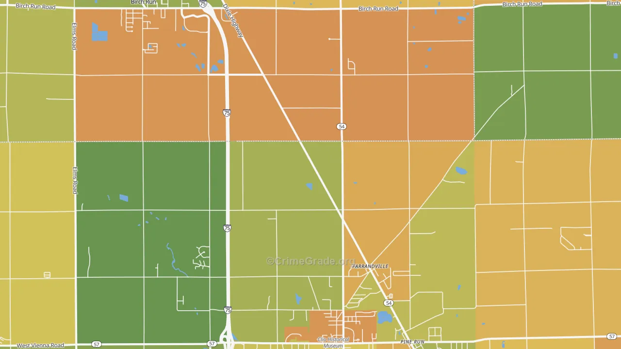 Farrandville, MI Map of Robbery Rates
