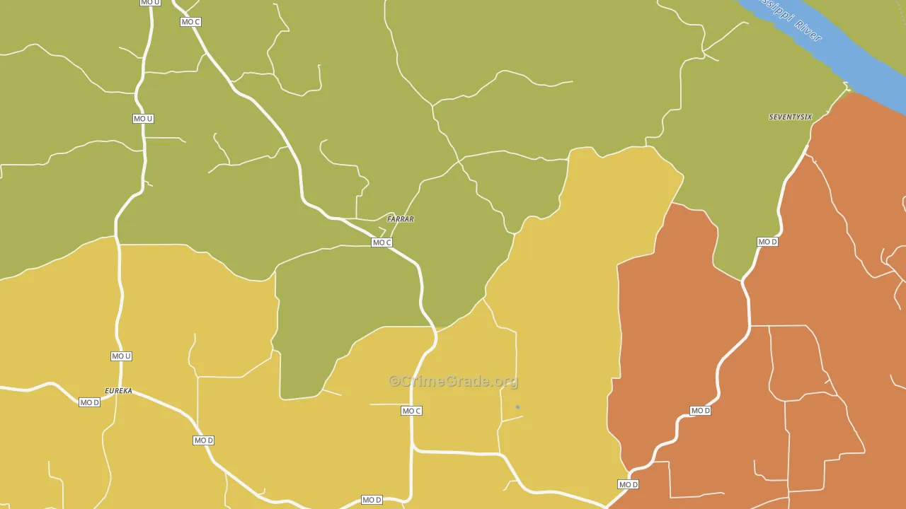 Farrar, MO Map of Robbery Rates
