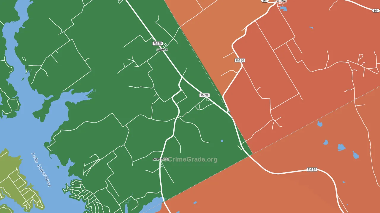 Farrar, TX Map of Robbery Rates