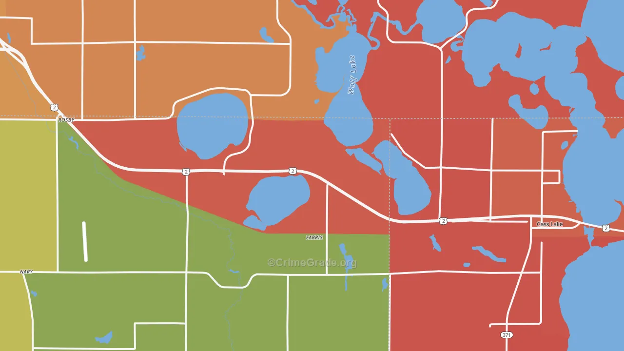 Farris, MN Map of Robbery Rates