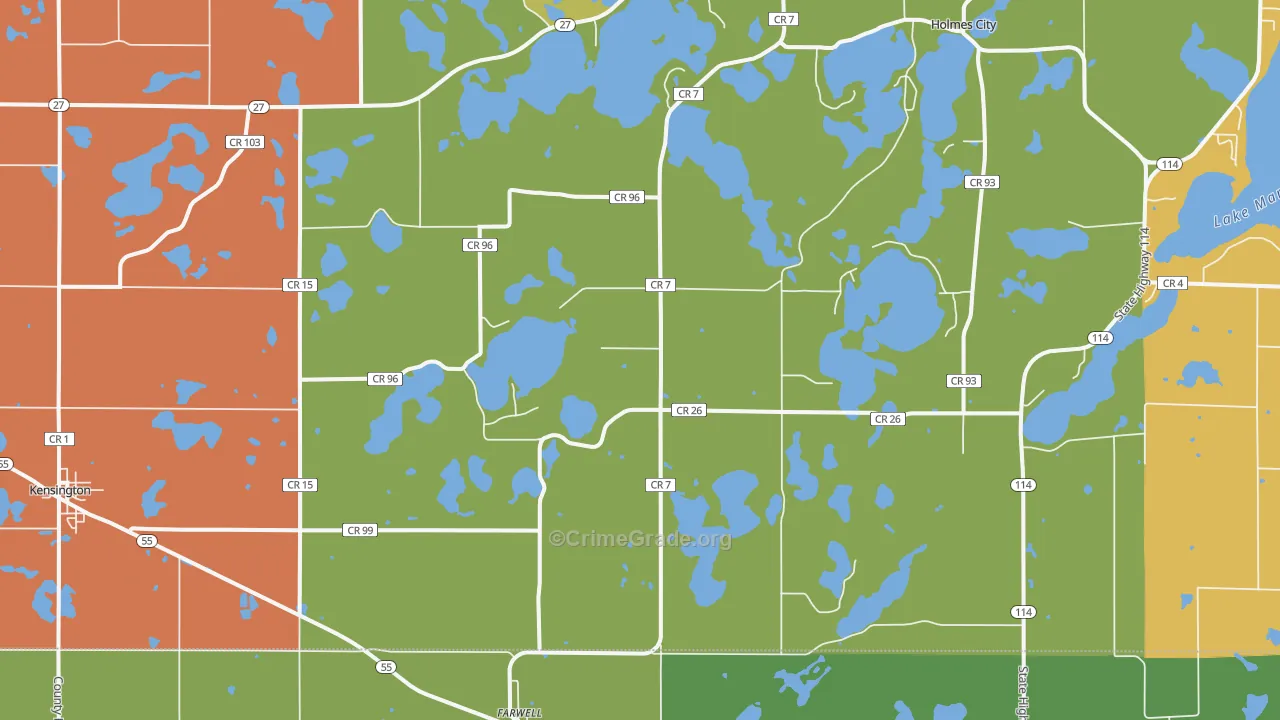 Farwell, MN Map of Robbery Rates