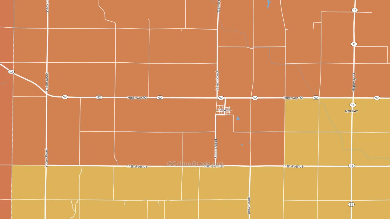 Farwell, NE Map of Robbery Rates