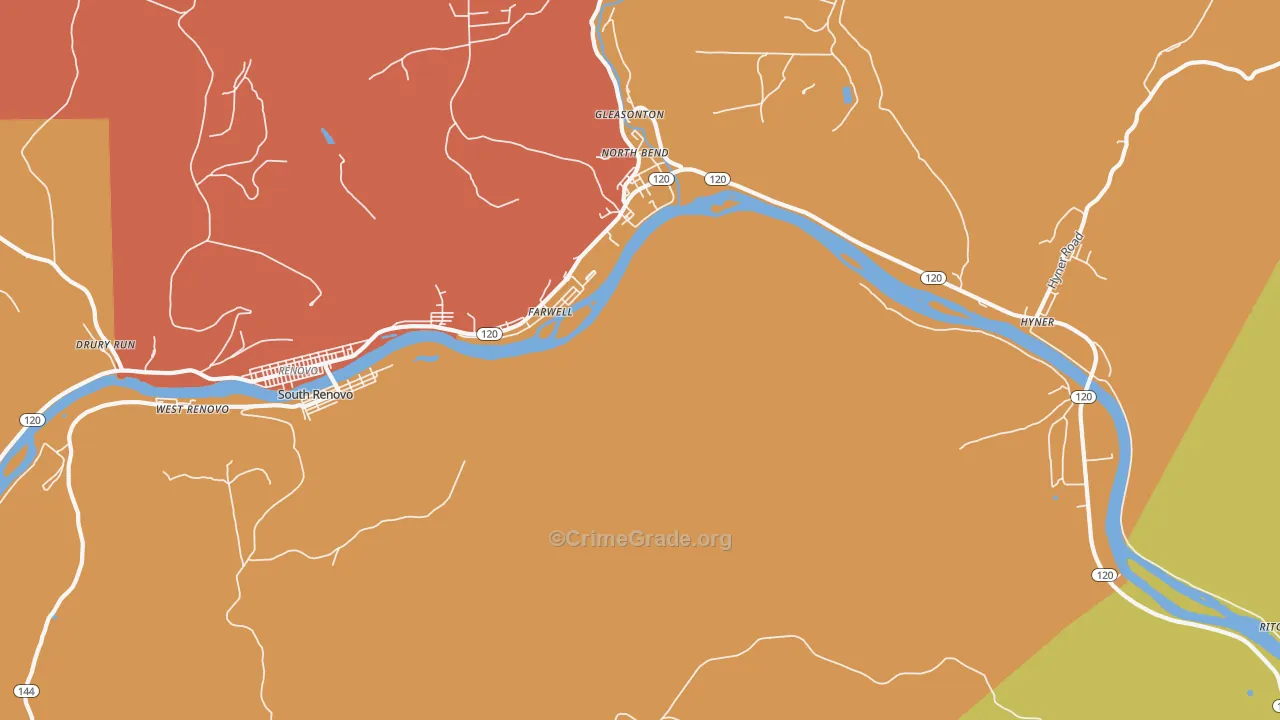 Farwell, PA Map of Robbery Rates