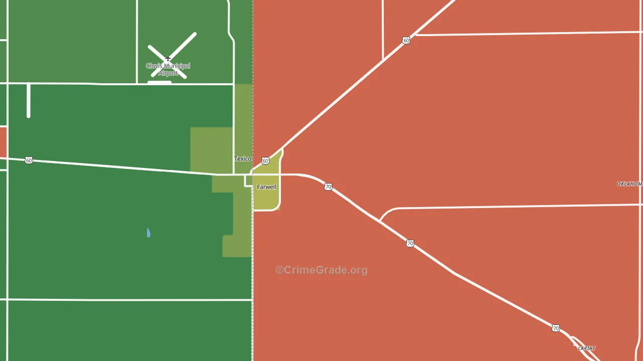 Farwell, TX Map of Robbery Rates