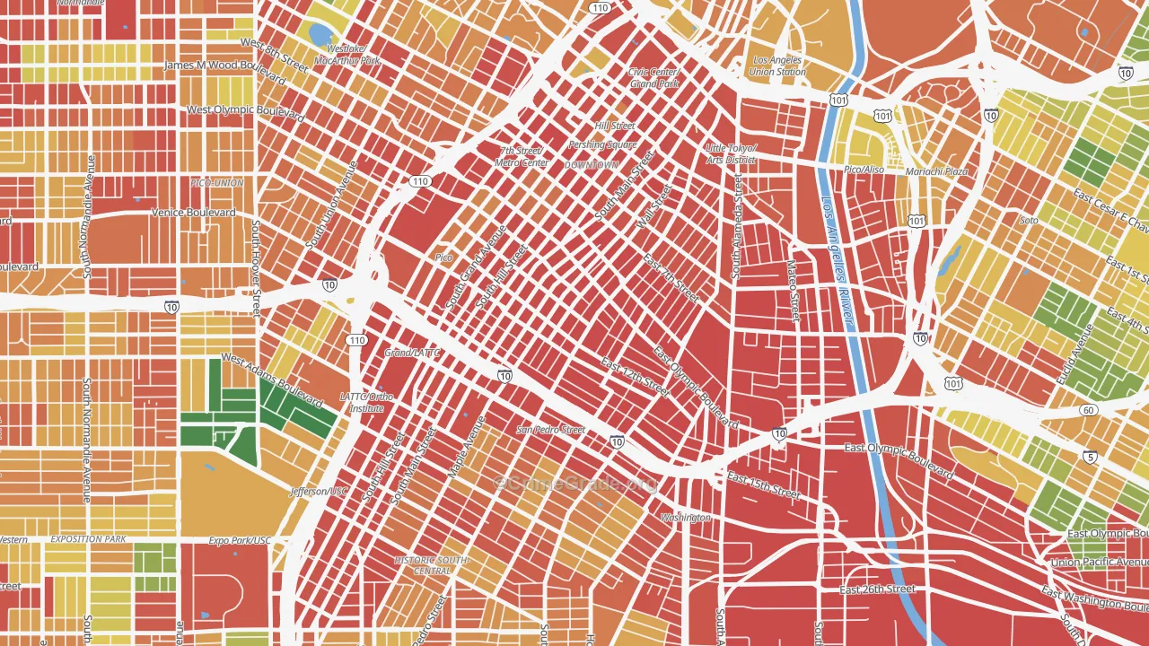 Fashion District, Los Angeles, CA Map of Robbery Rates