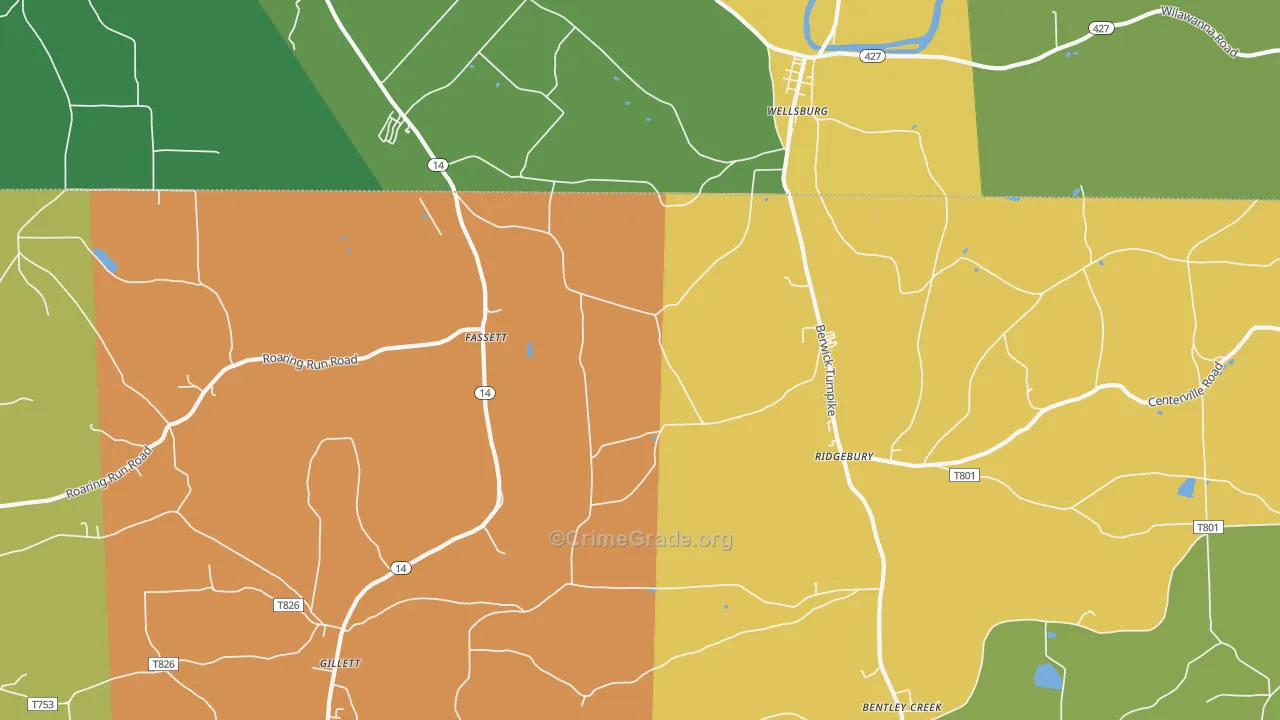 Fassett, PA Map of Robbery Rates