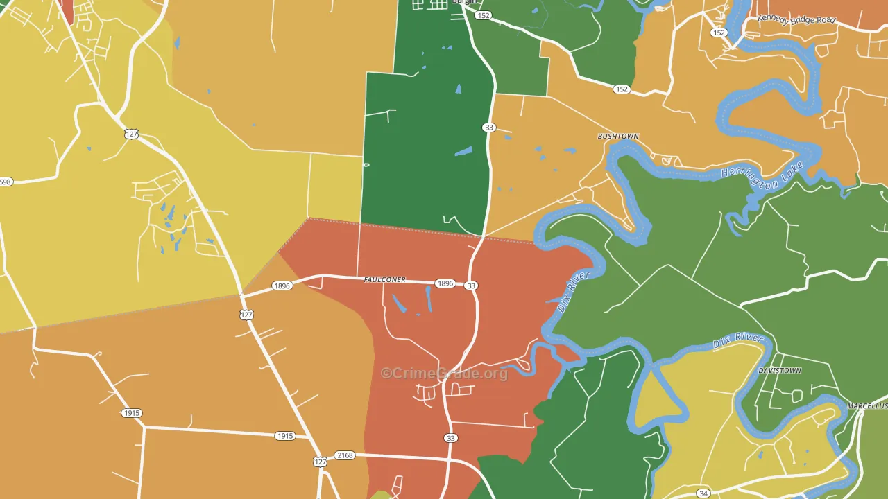 Faulconer, KY Map of Robbery Rates