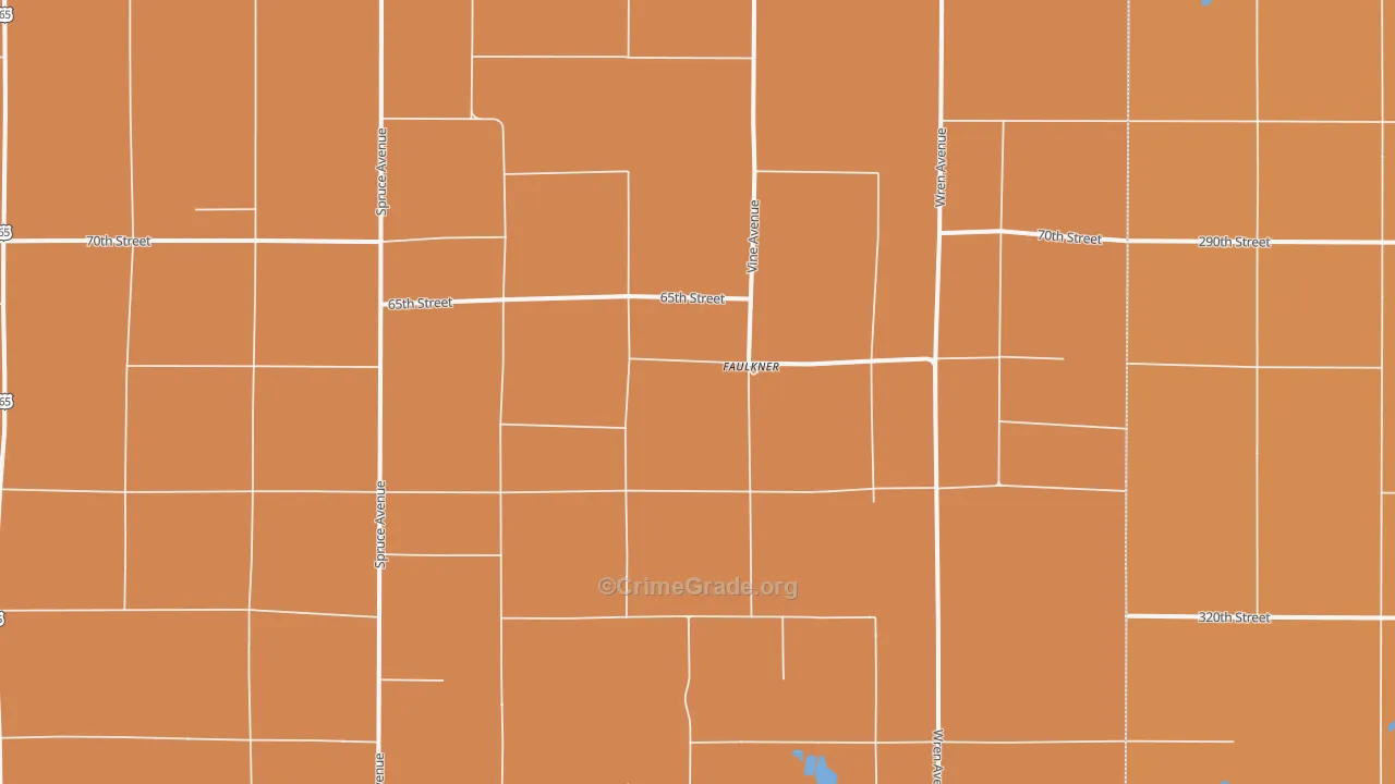 Faulkner, IA Map of Robbery Rates