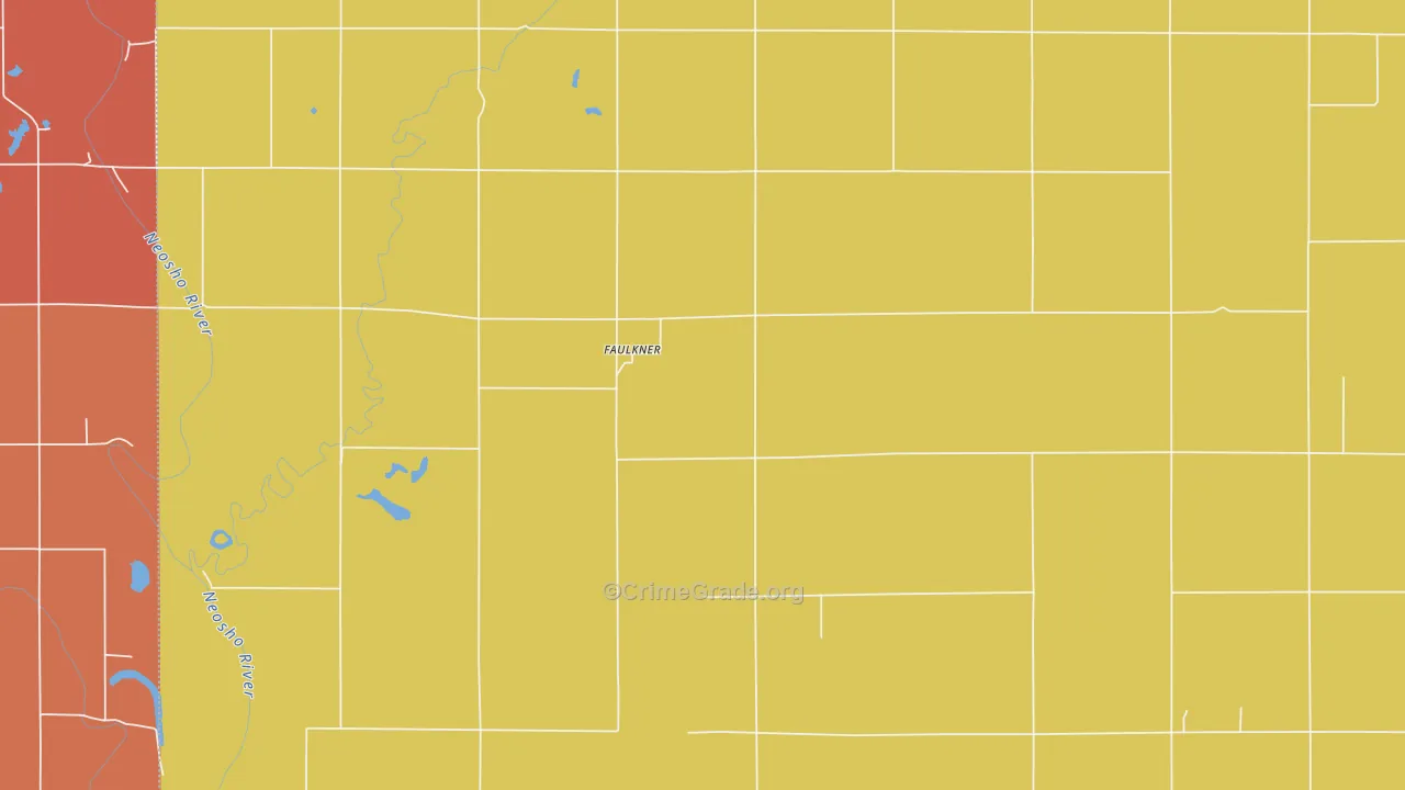 Faulkner, KS Map of Robbery Rates